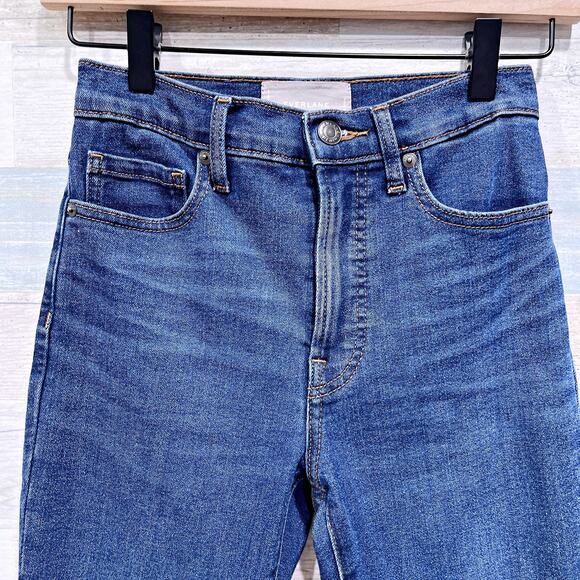 Everlane Authentic Stretch High-Rise Ankle Skinny Jeans Mid Blue Womens 23 - Picture 2 of 8